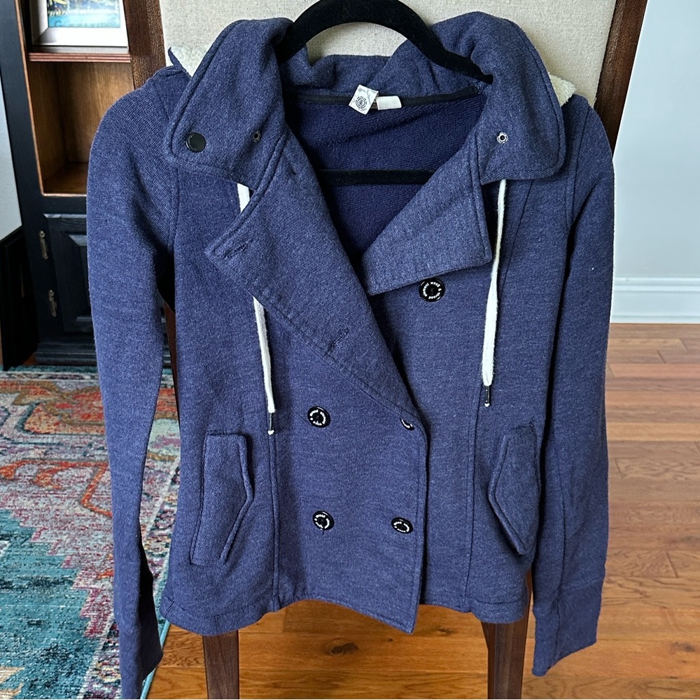 Element Navy Double-Breasted Hooded Pea Coat